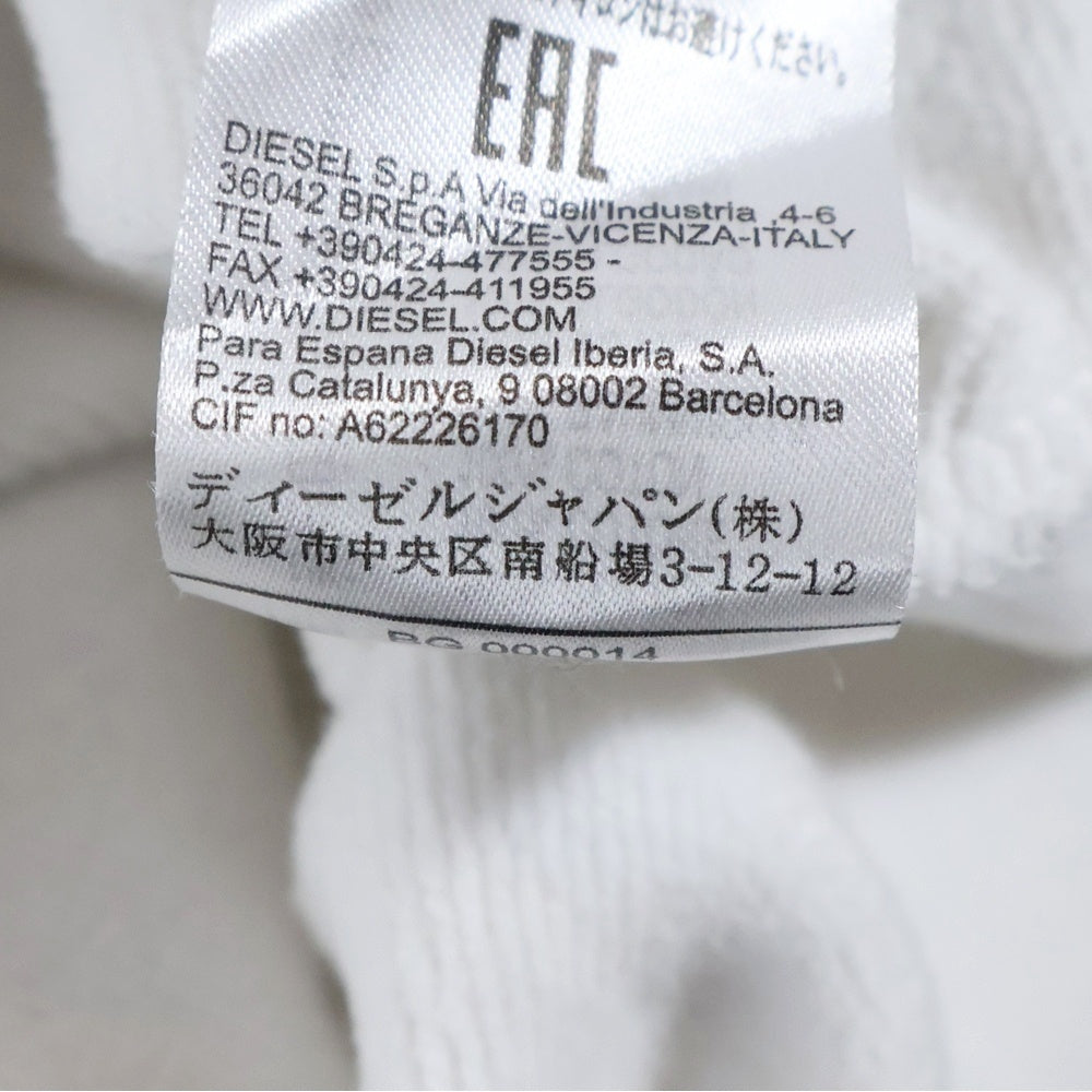 DIESEL(ディーゼル) IS DEAD イズ デット フロントロゴデザイン カンガルーポケット フーデッド スウェット パーカー ホワイト BG000014