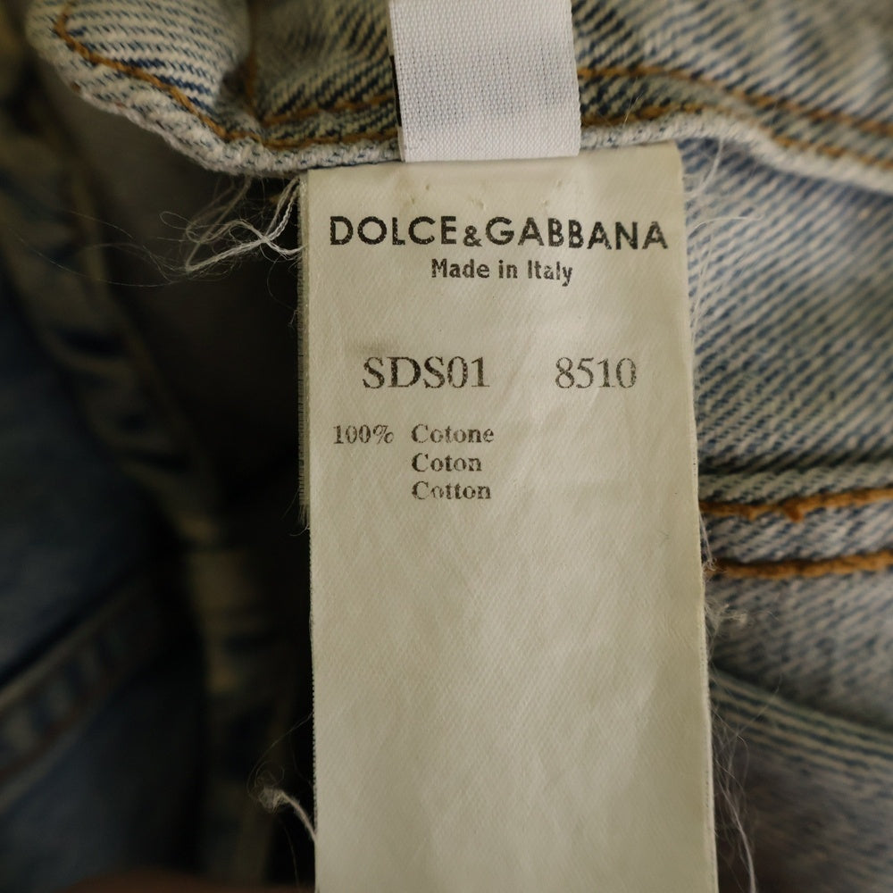 DOLCE & GABBANA(ドルチェアンドガッバーナ) 03AW ダメージ加工 エンブロイダリーデザイン マルチポケット デニムジャケット インディゴ