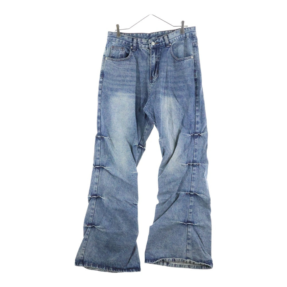 NO BRAND(ノーブランド) Decency Concept ディセンシー コンセプト ウォッシュ加工 ワイドフレアデニムパンツ インディゴ AL010474L3