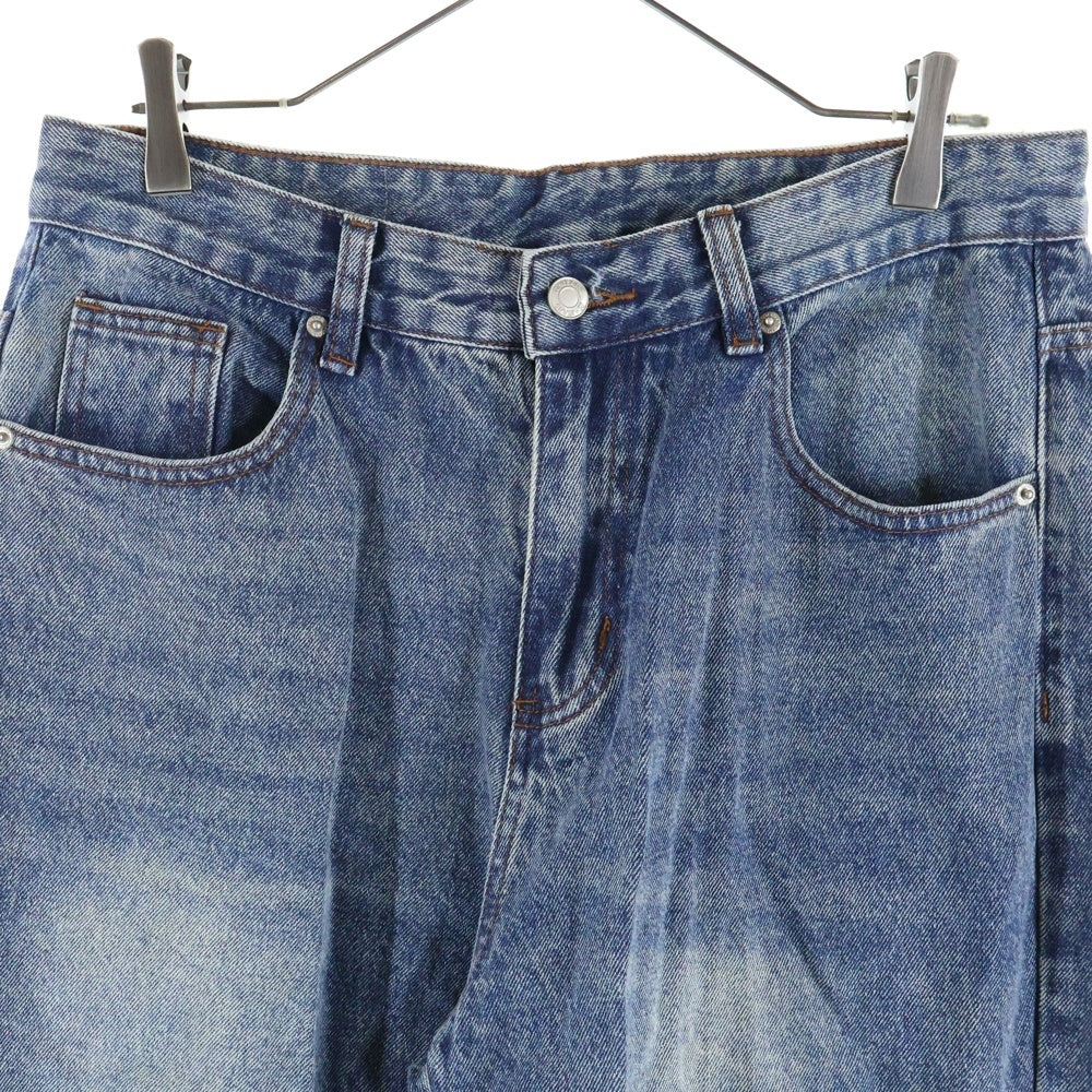 NO BRAND(ノーブランド) Decency Concept ディセンシー コンセプト ウォッシュ加工 ワイドフレアデニムパンツ インディゴ AL010474L3