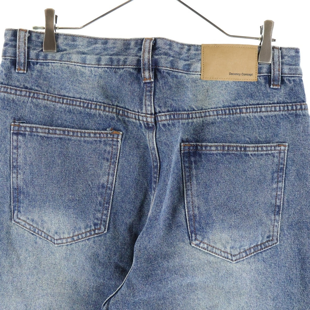 NO BRAND(ノーブランド) Decency Concept ディセンシー コンセプト ウォッシュ加工 ワイドフレアデニムパンツ インディゴ AL010474L3