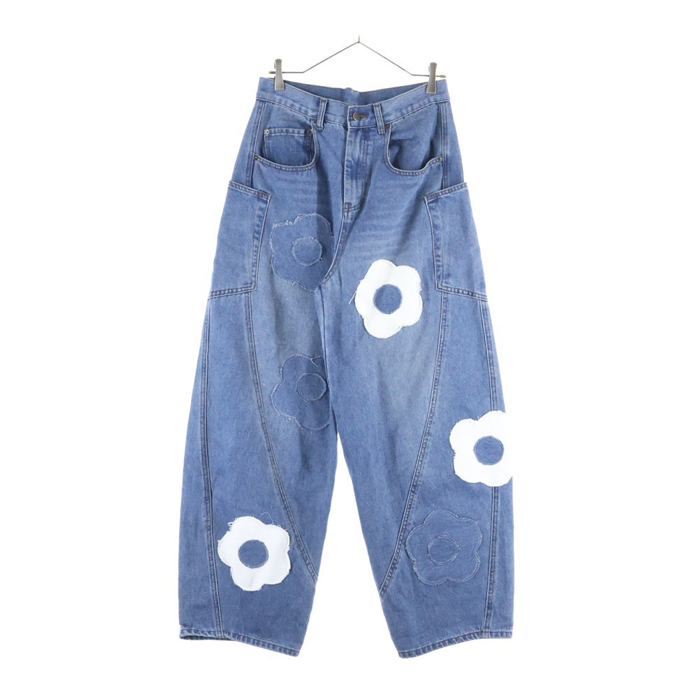 NO BRAND(ノーブランド) MADOKA マドカ 日本製 フラワーデザイン マルチポケット ジップアップ デニムパンツ インディゴ