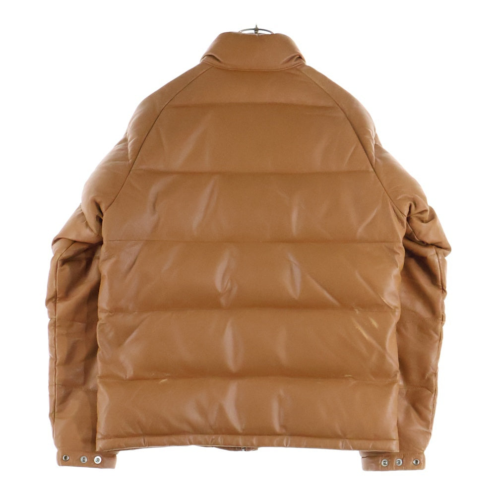 A BATHING APE(アベイシングエイプ) LEATHER CLASSIC DOWN JACKET シープスキン レザー クラシック ジップアップ ダウンジャケット ブラウン 001HJB801009X