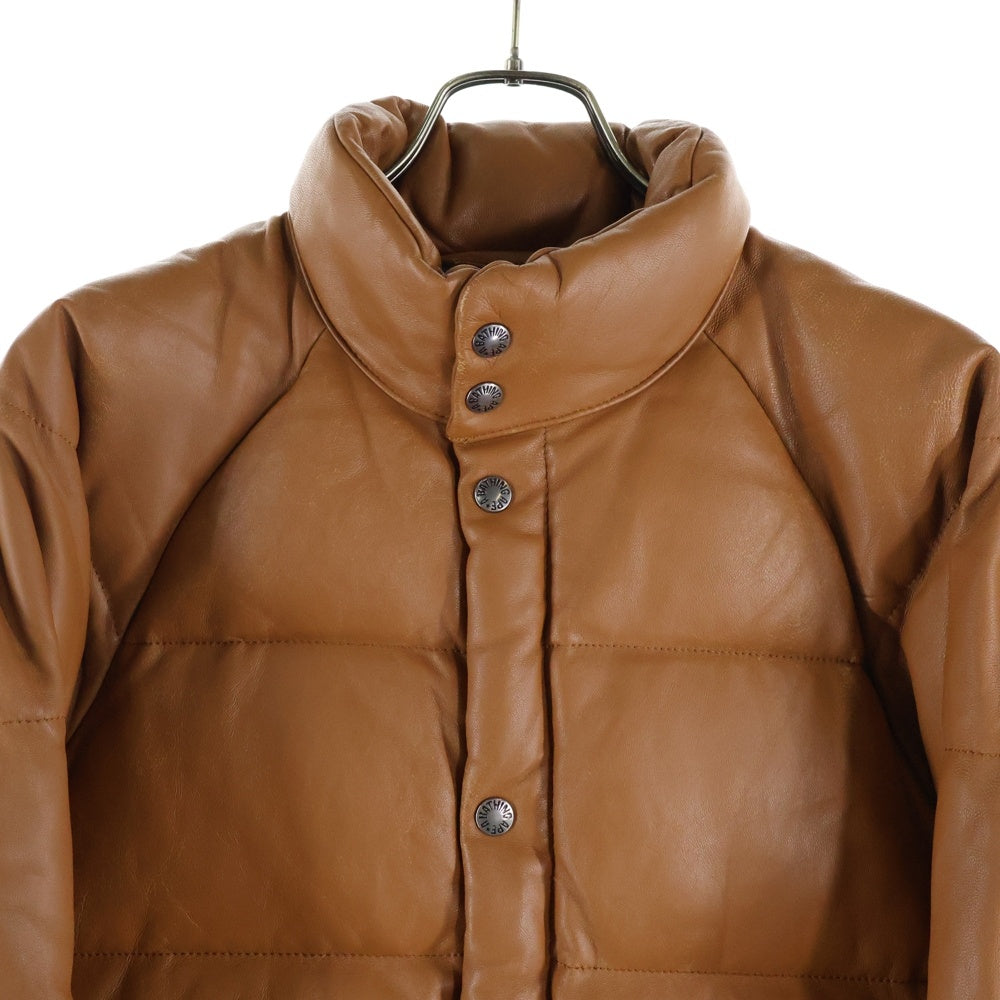 A BATHING APE(アベイシングエイプ) LEATHER CLASSIC DOWN JACKET シープスキン レザー クラシック ジップアップ ダウンジャケット ブラウン 001HJB801009X