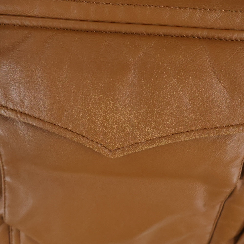 A BATHING APE(アベイシングエイプ) LEATHER CLASSIC DOWN JACKET シープスキン レザー クラシック ジップアップ ダウンジャケット ブラウン 001HJB801009X