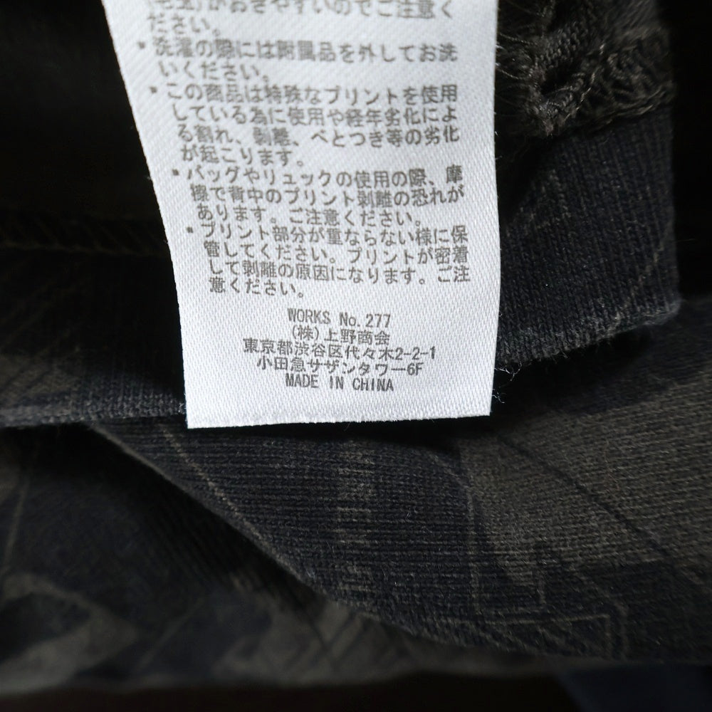 AVIREX(アヴィレックス) 胸プリントロゴデザイン 総柄 クルーネック カットソー 長袖Tシャツ ブラック 6113436