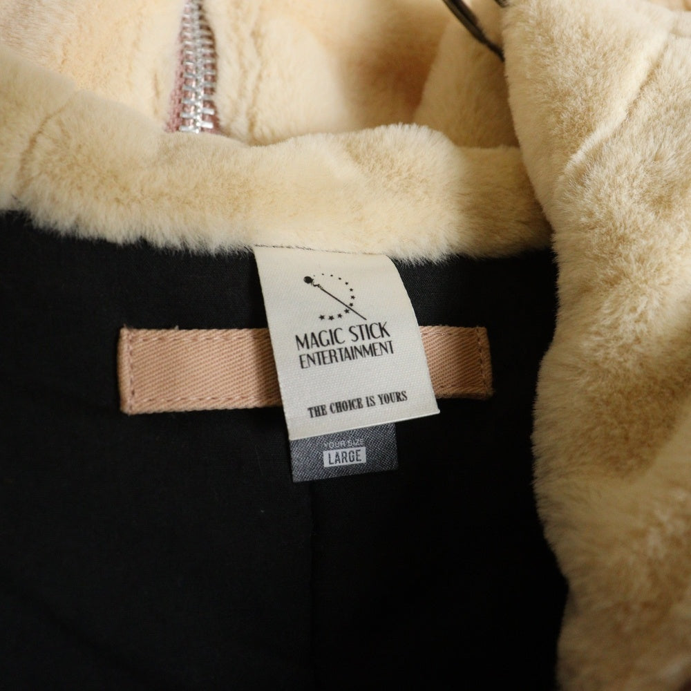 MAGIC STICK(マジックスティック) ファーフーデッド ジップアップ中綿ジャケット ピンク