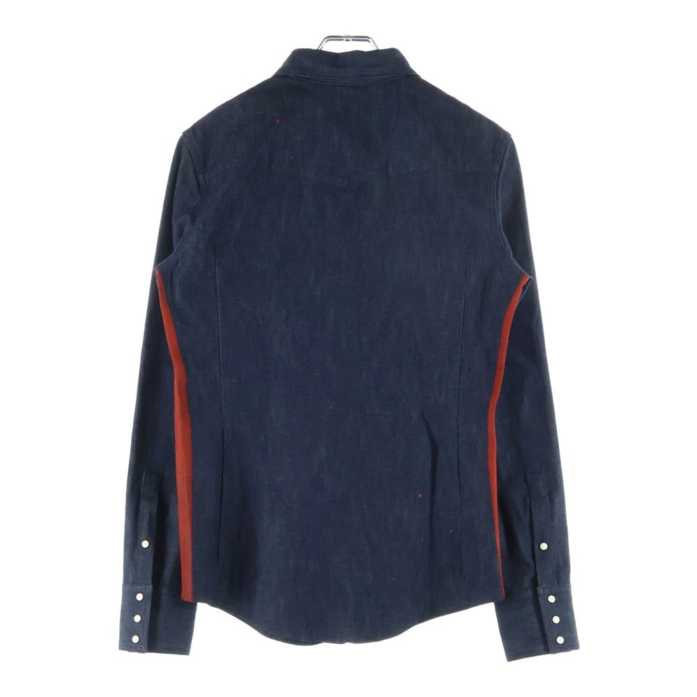 1 PIU 1 UGUALE 3(ウノピゥウノウグァーレトレ) スナップボタン デニム 長袖 シャツ インディゴ MRS115