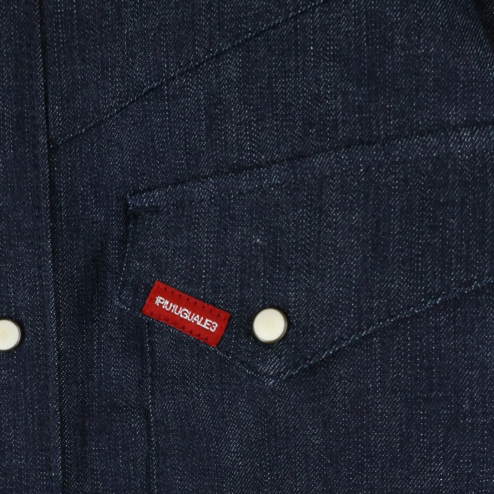 1 PIU 1 UGUALE 3(ウノピゥウノウグァーレトレ) スナップボタン デニム 長袖 シャツ インディゴ MRS115