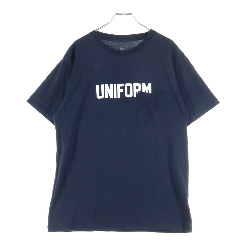 UNIFORM EXPERIMENT(ユニフォームエクスペリメント) フロントロゴ プリント ポケット 半袖 カットソー Tシャツ ブラック UE-167083