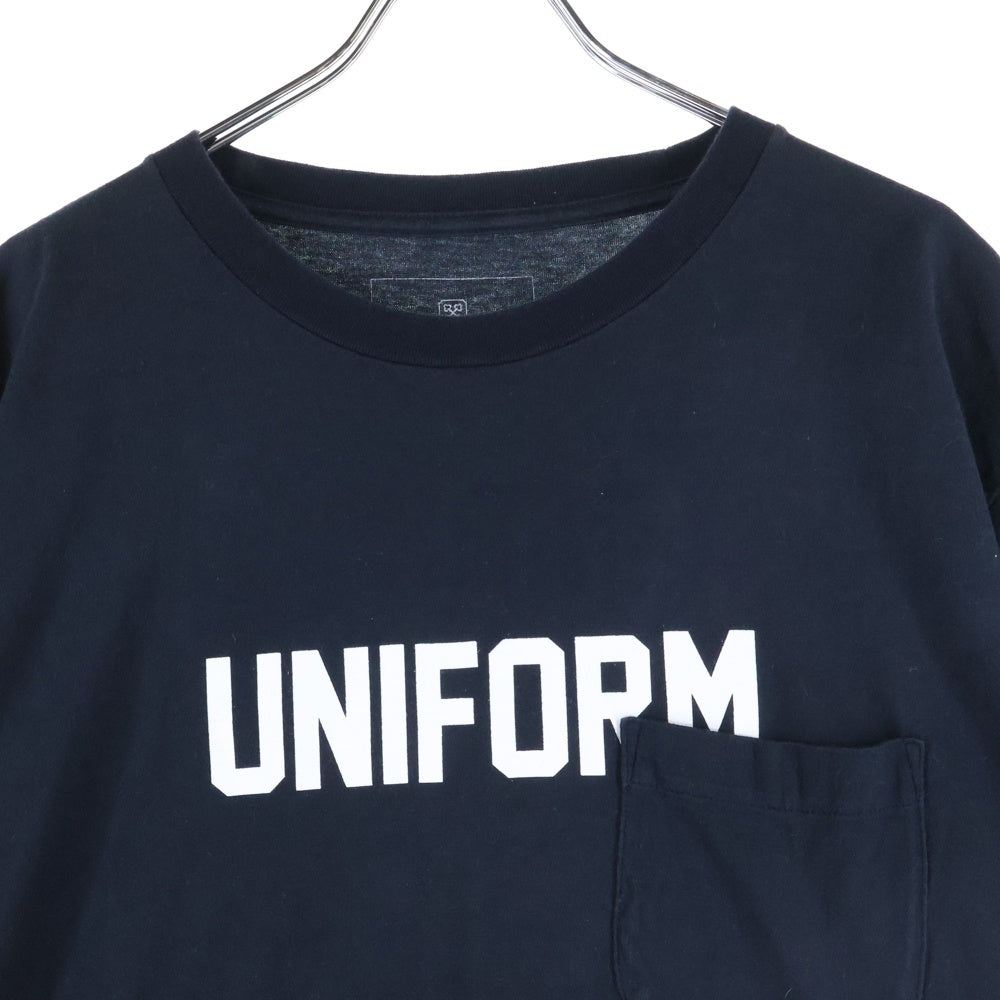 UNIFORM EXPERIMENT(ユニフォームエクスペリメント) フロントロゴ プリント ポケット 半袖 カットソー Tシャツ ブラック UE-167083