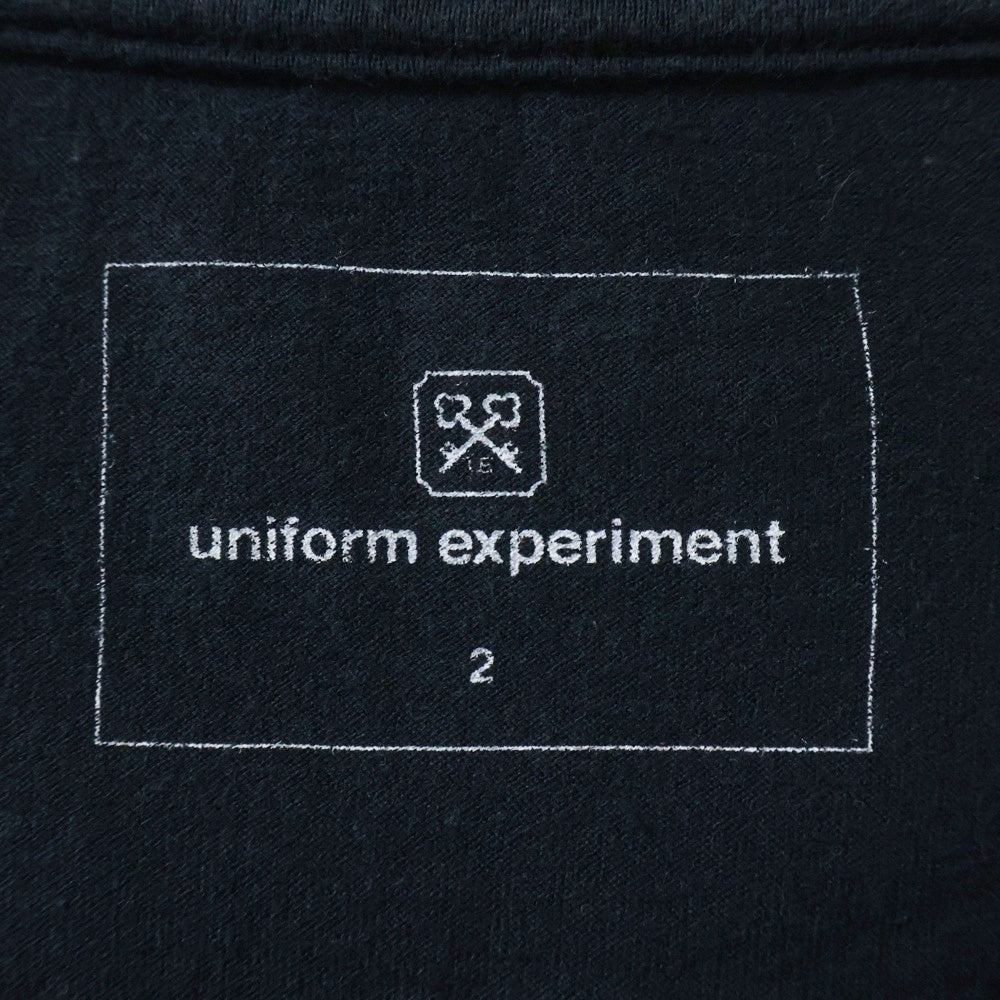 UNIFORM EXPERIMENT(ユニフォームエクスペリメント) フロントロゴ プリント ポケット 半袖 カットソー Tシャツ ブラック UE-167083