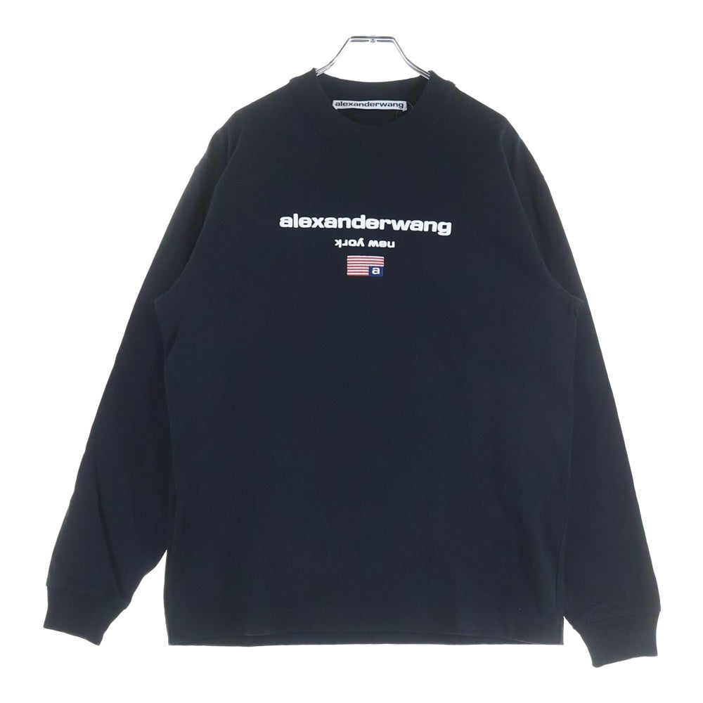 ALEXANDER WANG(アレキサンダーワン) エンブロイダリー ロゴ 長袖 カットソー Tシャツ ブラック