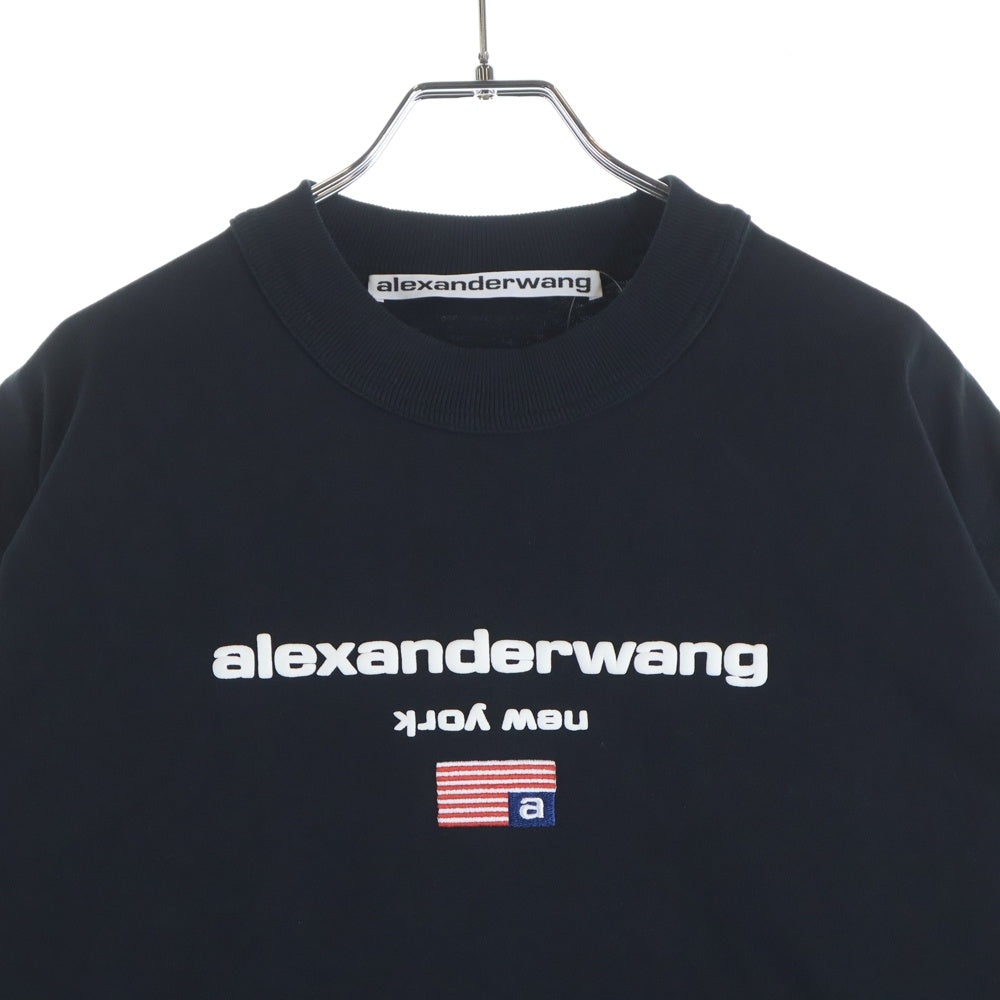 ALEXANDER WANG(アレキサンダーワン) エンブロイダリー ロゴ 長袖 カットソー Tシャツ ブラック