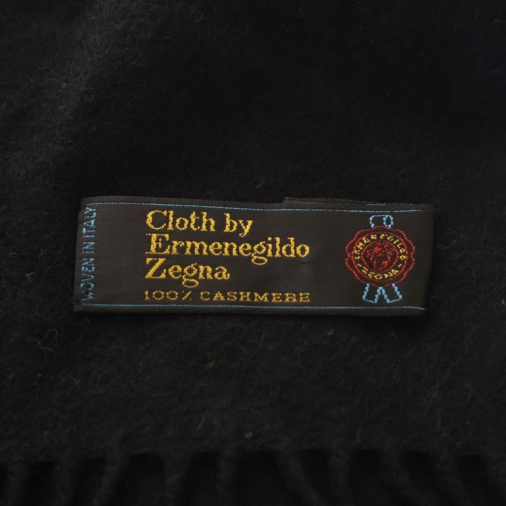Ermenegildo Zegna(エルメネジルドゼニア) カシミア フリンジマフラー ブラック レディース