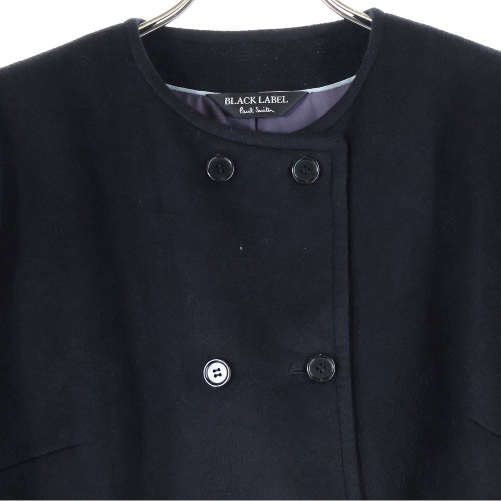 Paul Smith(ポールスミス) ノーカラー ウール ダブルロングコート ブラック