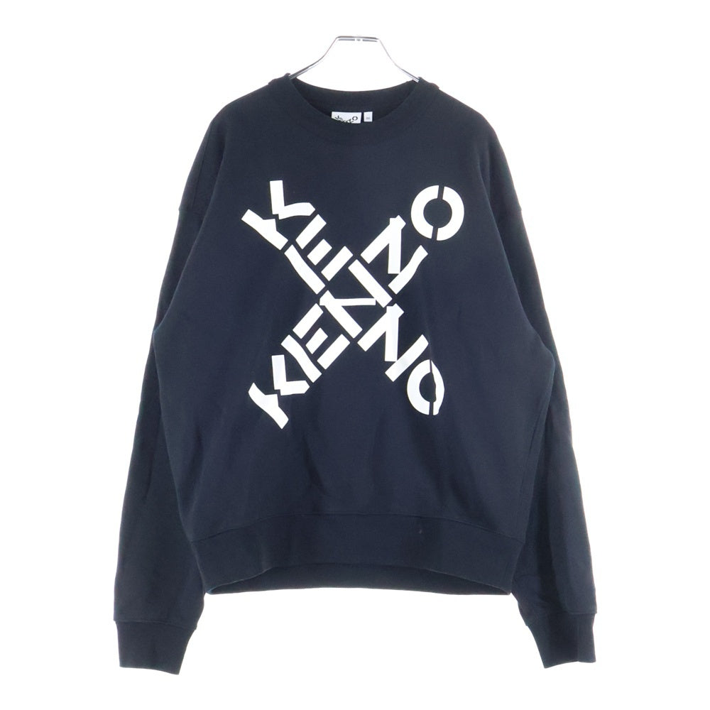 KENZO(ケンゾー) クロス ロゴ プリント スウェット トレーナー ブラック FA65SW5214MS