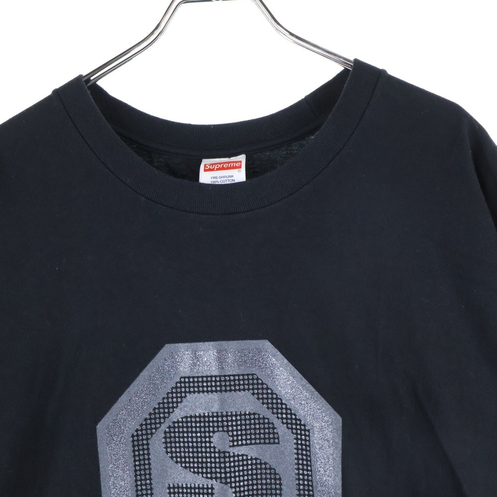 SUPREME(シュプリーム) 24AW Blockbuster Tee ブロックバスター フロントラメプリントTシャツ 半袖クルーネックカットソー ブラック