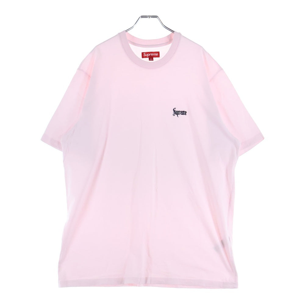 SUPREME(シュプリーム) 24AW Old English Tee オールドイングリッシュ ロゴ刺繍Tシャツ 半袖クルーネックカットソー ピンク