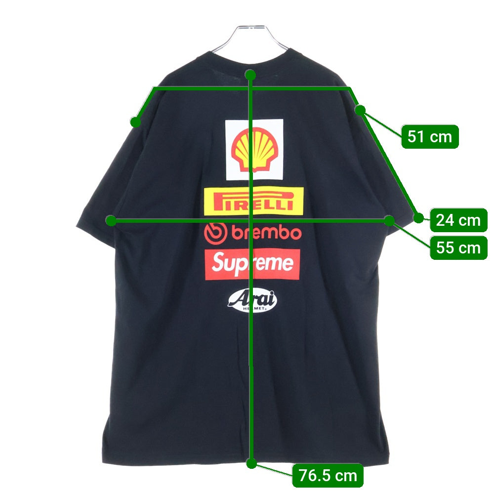 SUPREME(シュプリーム) 24SS ×Ducati Logos Tee ドゥカティ 両面ロゴプリントTシャツ 半袖クルーネックカットソー ブラック