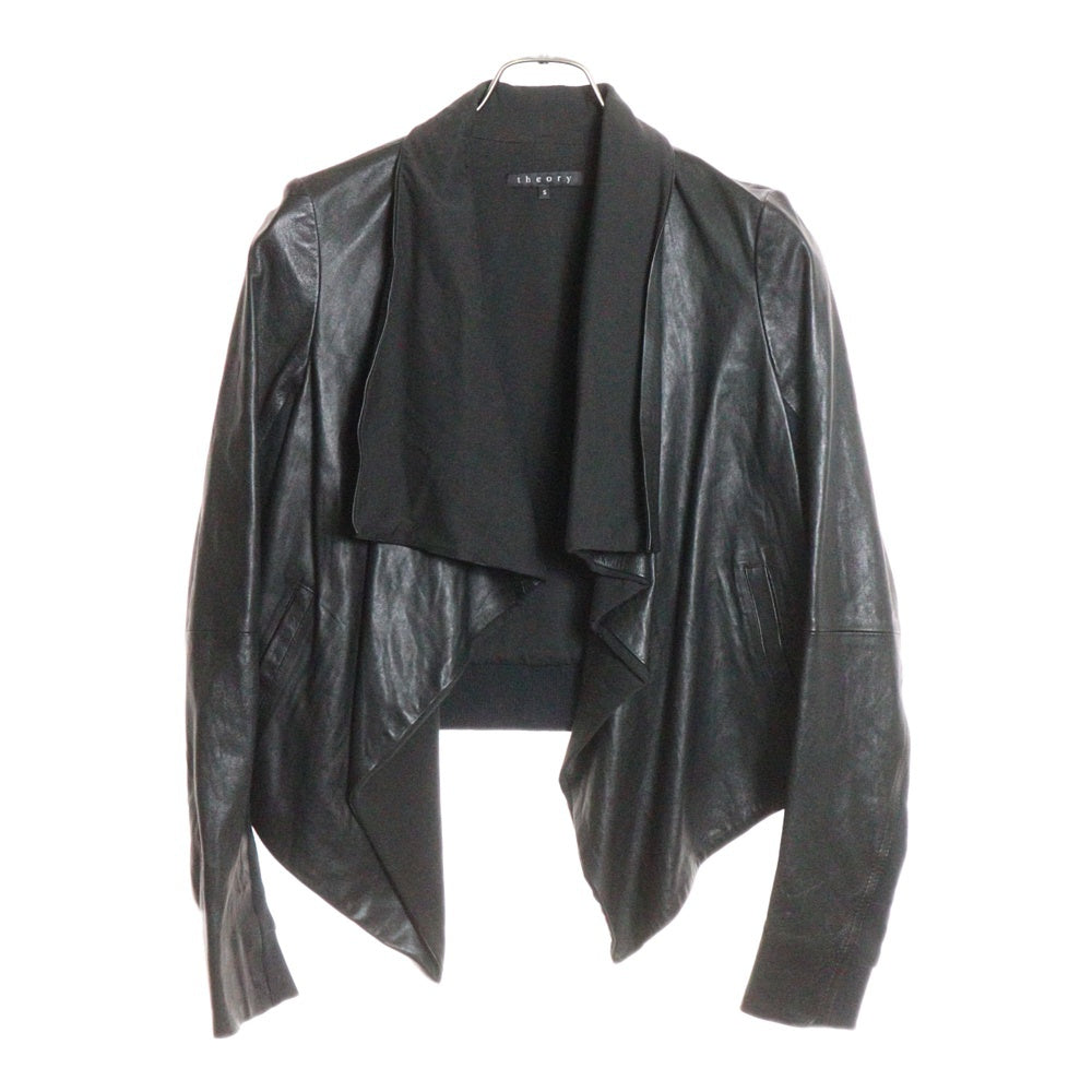 theory(セオリー) ラムレザー ハイネック ジャケット ブラック 01-9404900