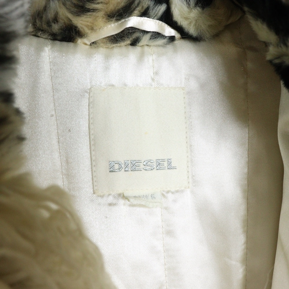 DIESEL(ディーゼル) ロングファー レオパードカラー ジャケット ベージュ