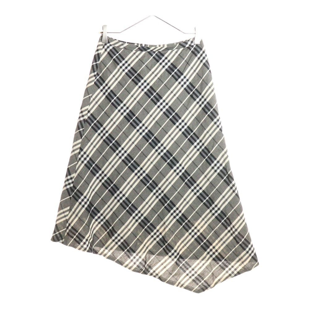 BURBERRY LONDON(バーバリーロンドン) チェック柄 レーヨンリネン ミディアムスカート グレー レディース FXA73-031