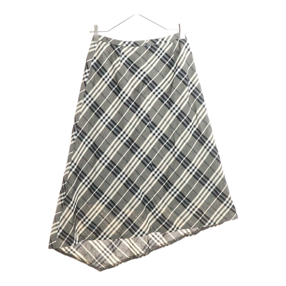 BURBERRY LONDON(バーバリーロンドン) チェック柄 レーヨンリネン ミディアムスカート グレー レディース FXA73-031