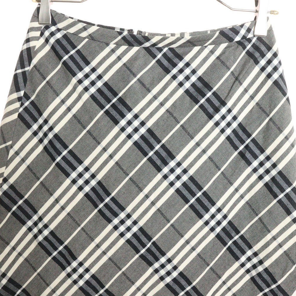 BURBERRY LONDON(バーバリーロンドン) チェック柄 レーヨンリネン ミディアムスカート グレー レディース FXA73-031