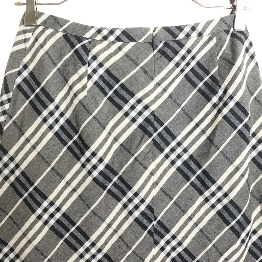 BURBERRY LONDON(バーバリーロンドン) チェック柄 レーヨンリネン ミディアムスカート グレー レディース FXA73-031