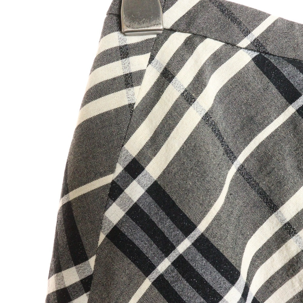 BURBERRY LONDON(バーバリーロンドン) チェック柄 レーヨンリネン ミディアムスカート グレー レディース FXA73-031