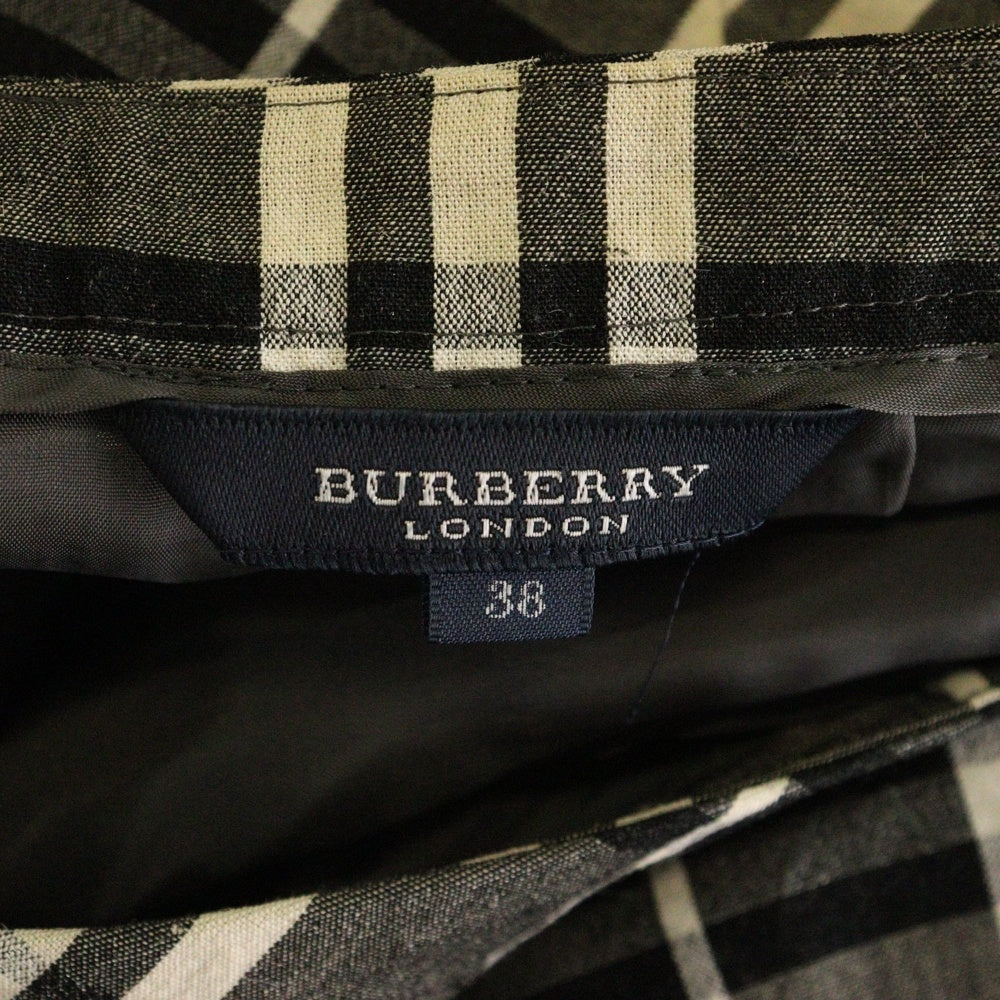 BURBERRY LONDON(バーバリーロンドン) チェック柄 レーヨンリネン ミディアムスカート グレー レディース FXA73-031