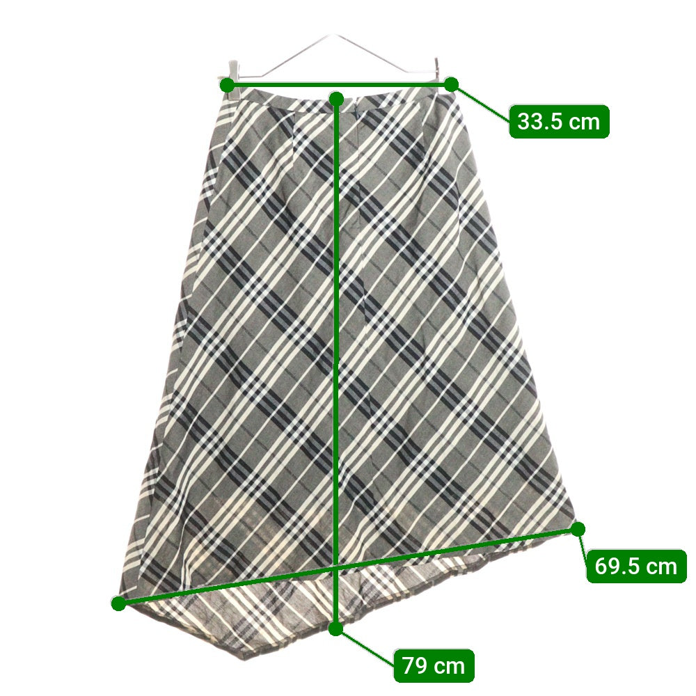 BURBERRY LONDON(バーバリーロンドン) チェック柄 レーヨンリネン ミディアムスカート グレー レディース FXA73-031