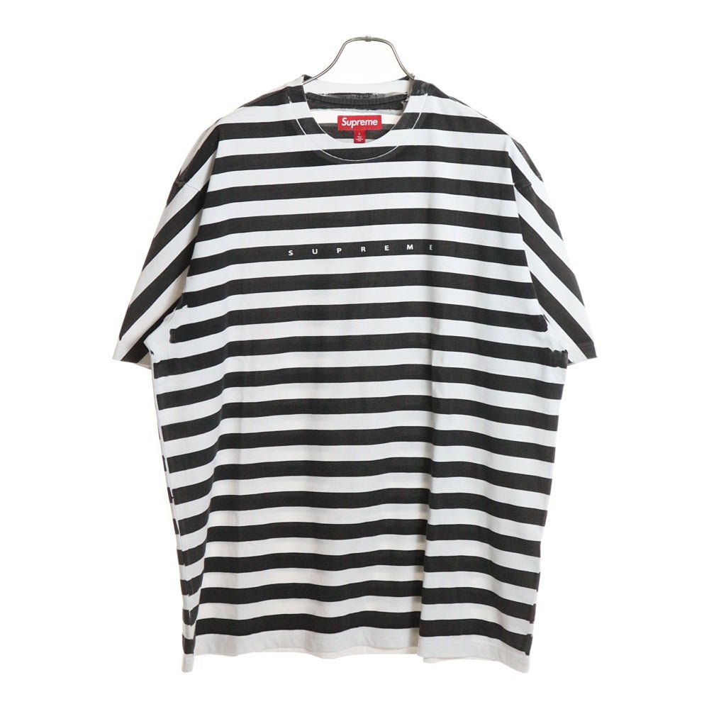 SUPREME(シュプリーム) 24SS Overprint Stripe S/S Top オーバープリント ボーダーTシャツ 半袖クルーネックカットソー ブラック/ホワイト