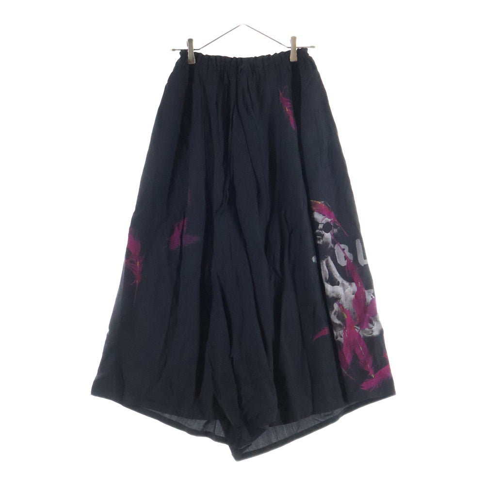 Y's(ワイズ) エンジェルプリント ダンガリー ツイル ギャザード サルエルパンツ ブラック レディース YL-P14-205