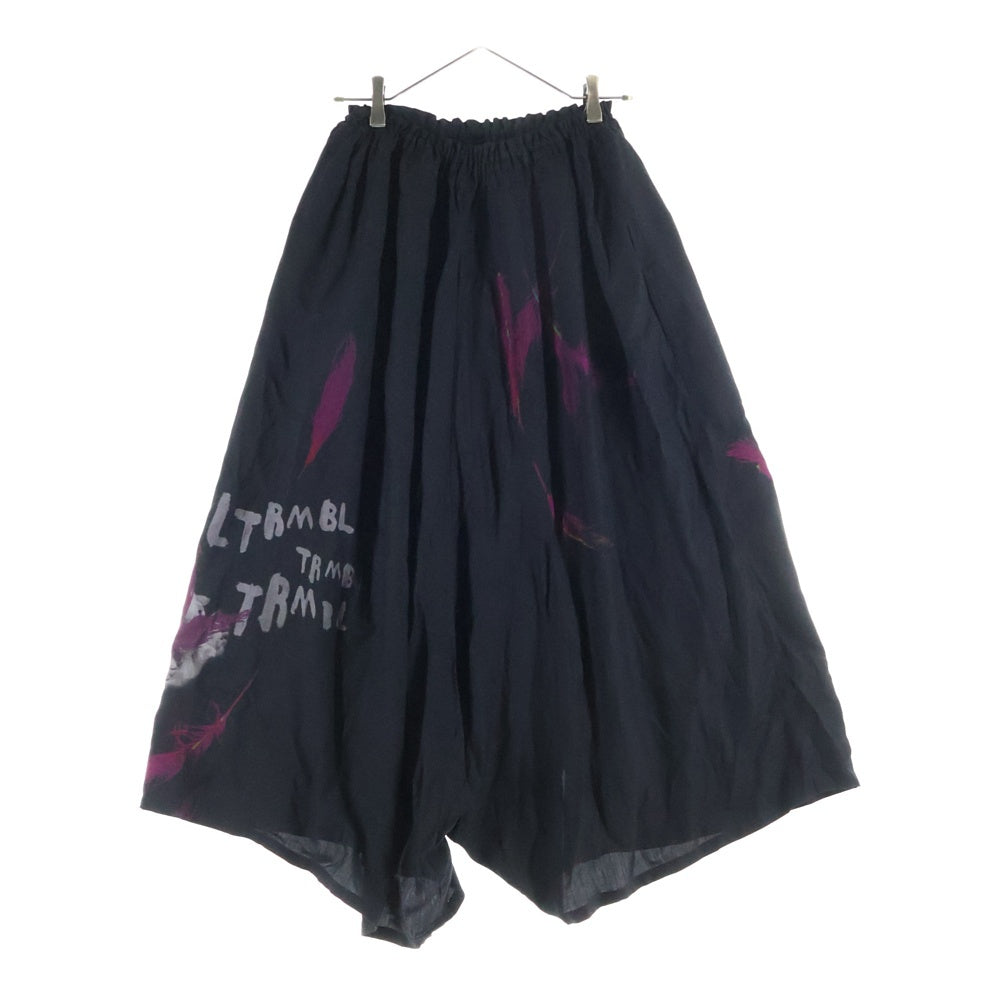 Y's(ワイズ) エンジェルプリント ダンガリー ツイル ギャザード サルエルパンツ ブラック レディース YL-P14-205