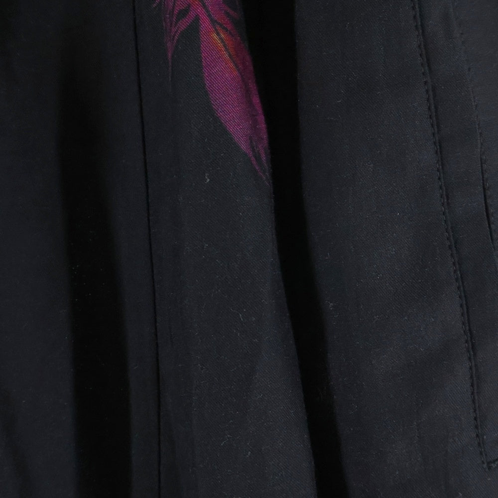 Y's(ワイズ) エンジェルプリント ダンガリー ツイル ギャザード サルエルパンツ ブラック レディース YL-P14-205