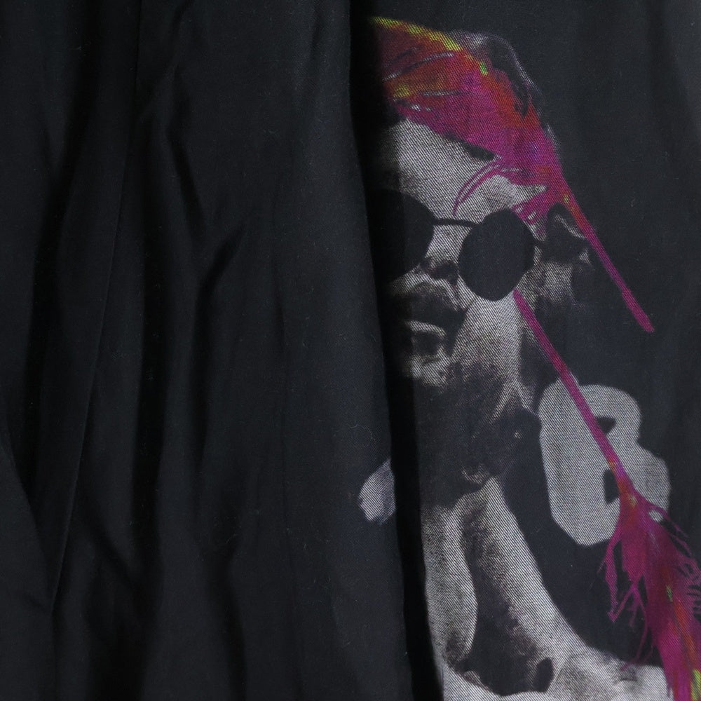 Y's(ワイズ) エンジェルプリント ダンガリー ツイル ギャザード サルエルパンツ ブラック レディース YL-P14-205