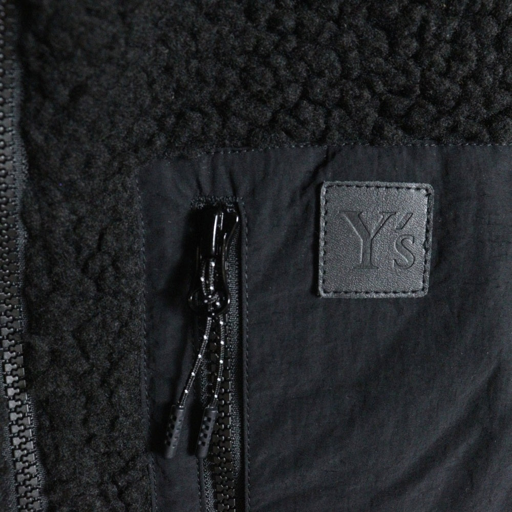 Y's(ワイズ) ×NEW ERA BOA BLOUSON ニューエラ ロゴパッチ ジップアップジャケット ボアブルゾン ブラック レディース YL-T83-952