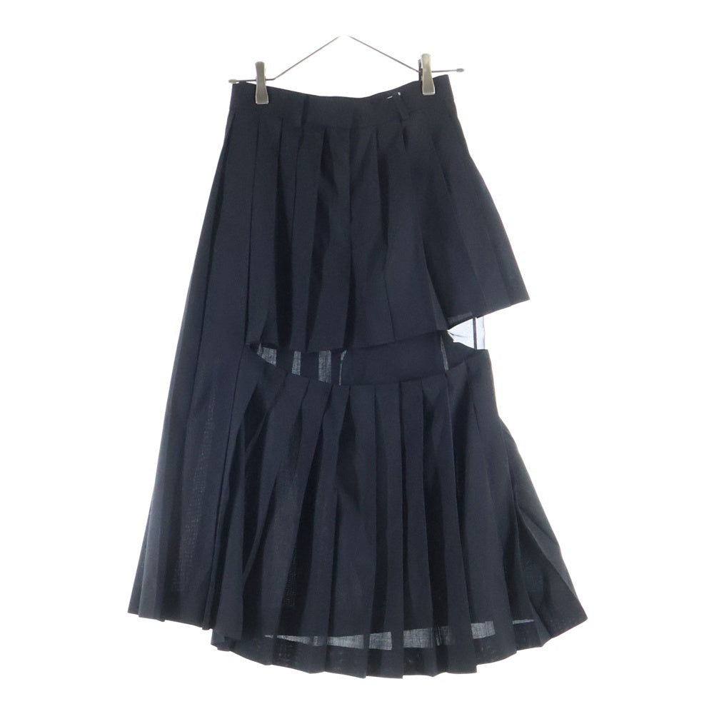 Sacai(サカイ) 22AW SUITING×CHIFFON LAYERED PLEATS SKIRT スーティング シフォン レイヤード プリーツスカート レディース ブラック 22-06052