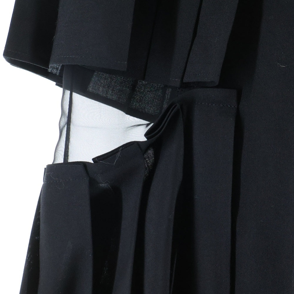 Sacai(サカイ) 22AW SUITING×CHIFFON LAYERED PLEATS SKIRT スーティング シフォン レイヤード プリーツスカート レディース ブラック 22-06052
