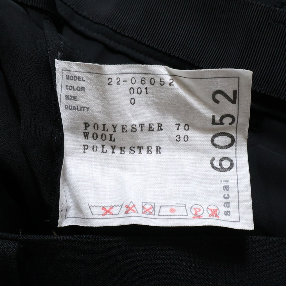 Sacai(サカイ) 22AW SUITING×CHIFFON LAYERED PLEATS SKIRT スーティング シフォン レイヤード プリーツスカート レディース ブラック 22-06052