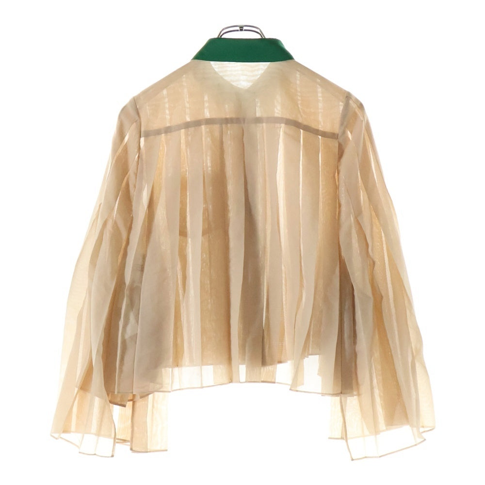 Sacai(サカイ) 22SS プリーツ シアー ポンチョブラウス 長袖シャツ レディース ベージュ 22-06118