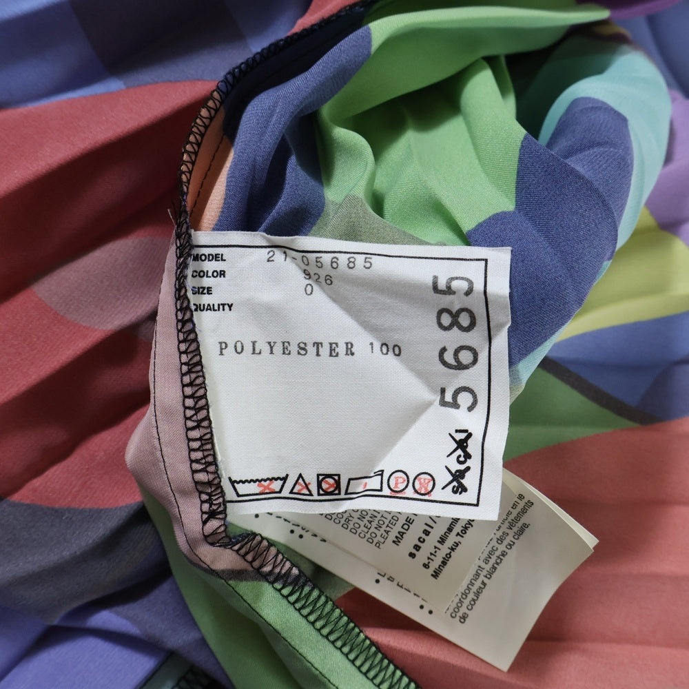 Sacai(サカイ) 21AW ×KAWS カウズ ポリエステル プリーツ ロングスカート レディース マルチカラー 21-05685