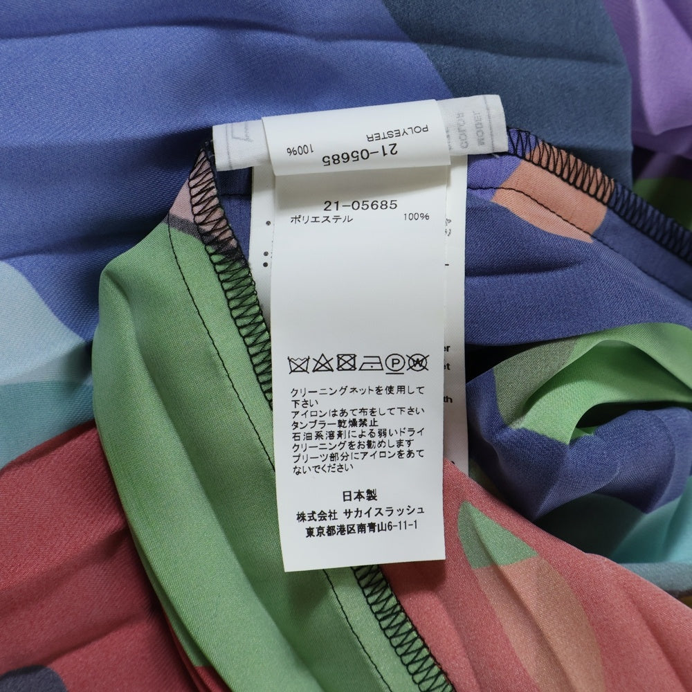 Sacai(サカイ) 21AW ×KAWS カウズ ポリエステル プリーツ ロングスカート レディース マルチカラー 21-05685