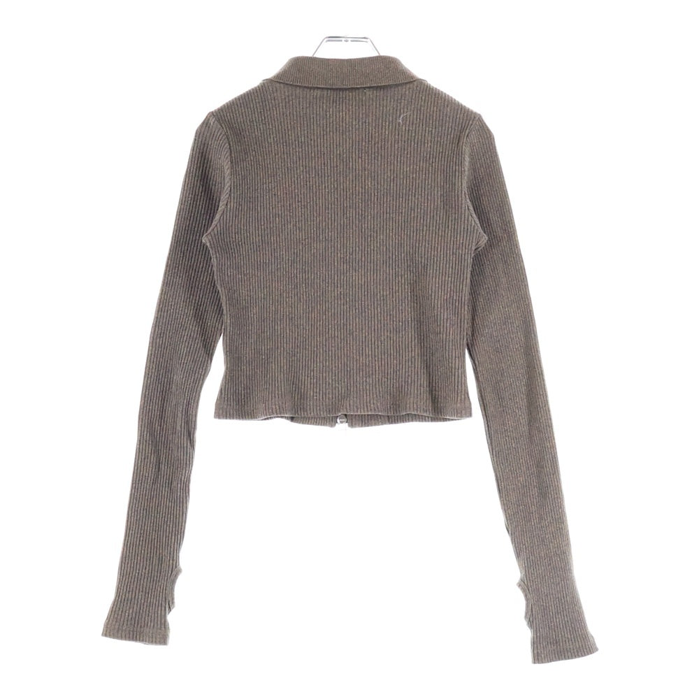 SLY(スライ) FRONT ZIP CUT フロントジップカットソー ブラウン レディース