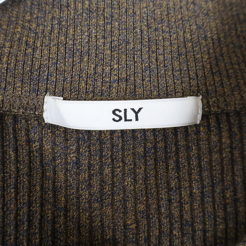 SLY(スライ) FRONT ZIP CUT フロントジップカットソー ブラウン レディース