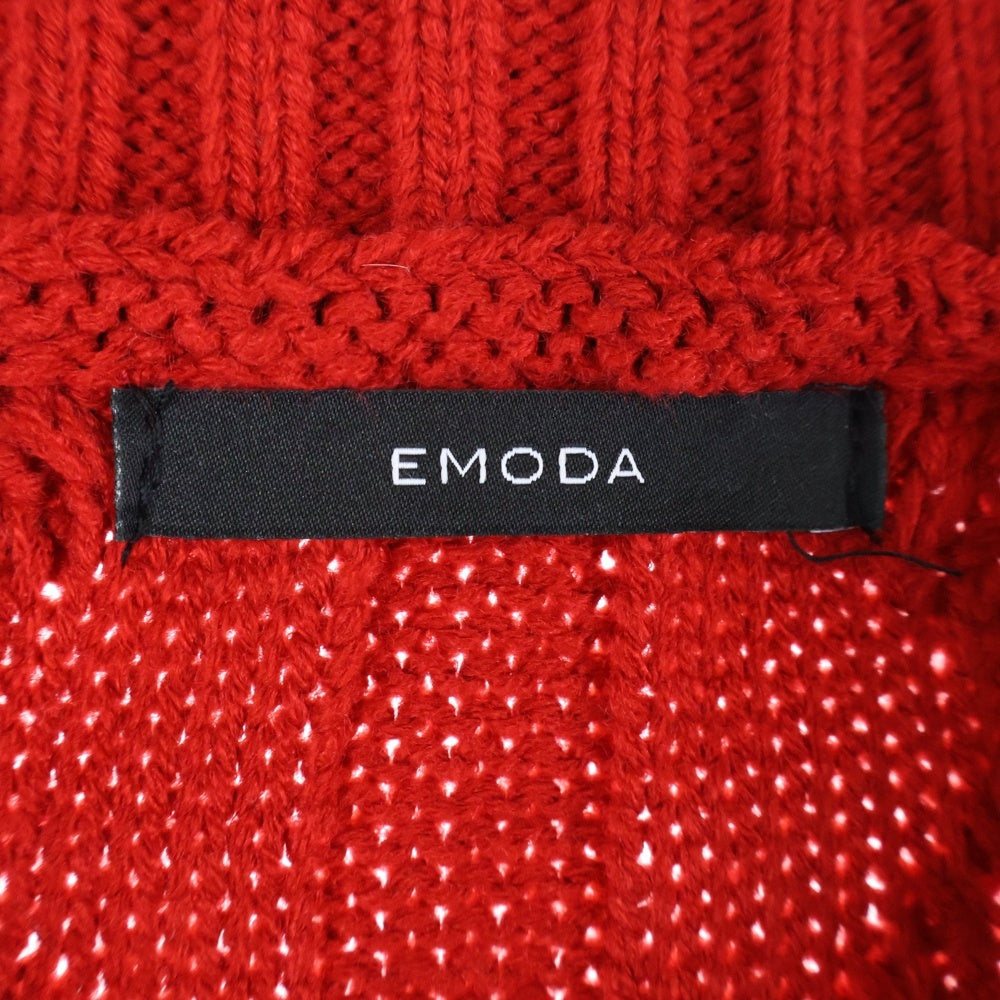 EMODA(エモダ) スキッパーワイドハートニット レッド レディース