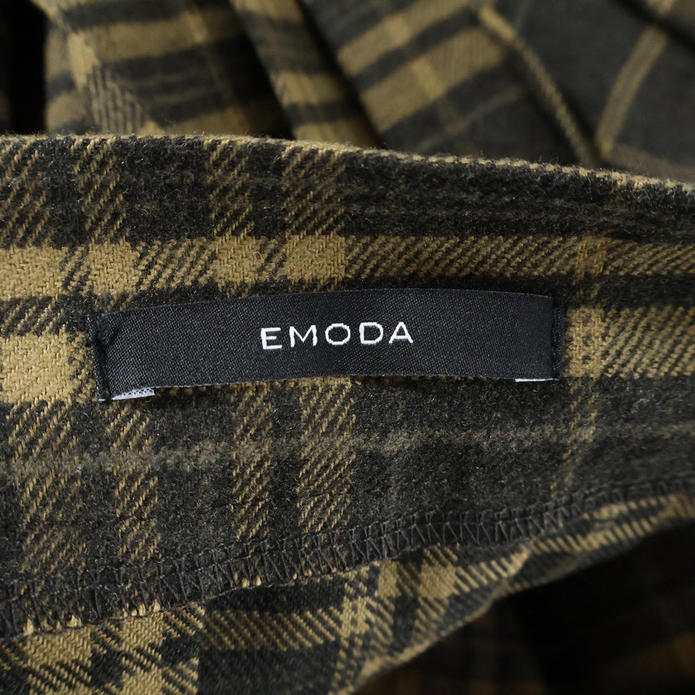 EMODA(エモダ) チェック ハイウエストマークミディフレアスカート ブラウン レディース