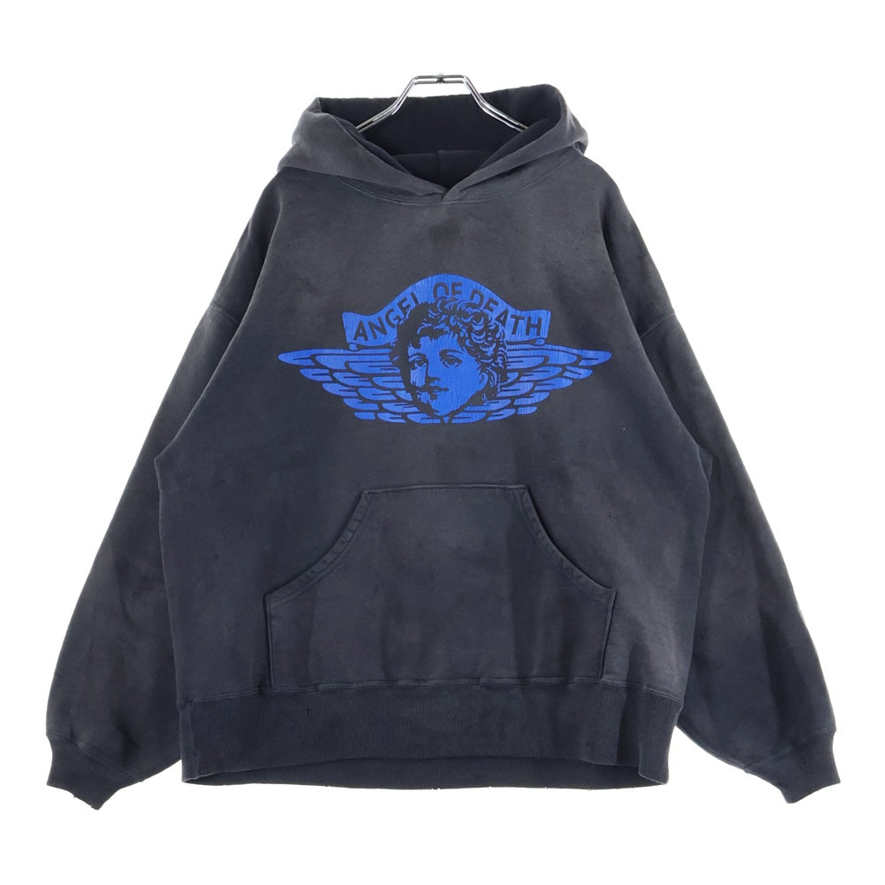 SAINT MICHAEL(セントマイケル) 25AW ANGEL HOODIE エンジェルプリント プルオーバースウェットパーカー フーディー ブラック SM-HR1-0000-052